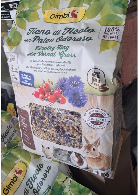 Сено Gimbi 1 kg Тимотейка с пролетни цветя